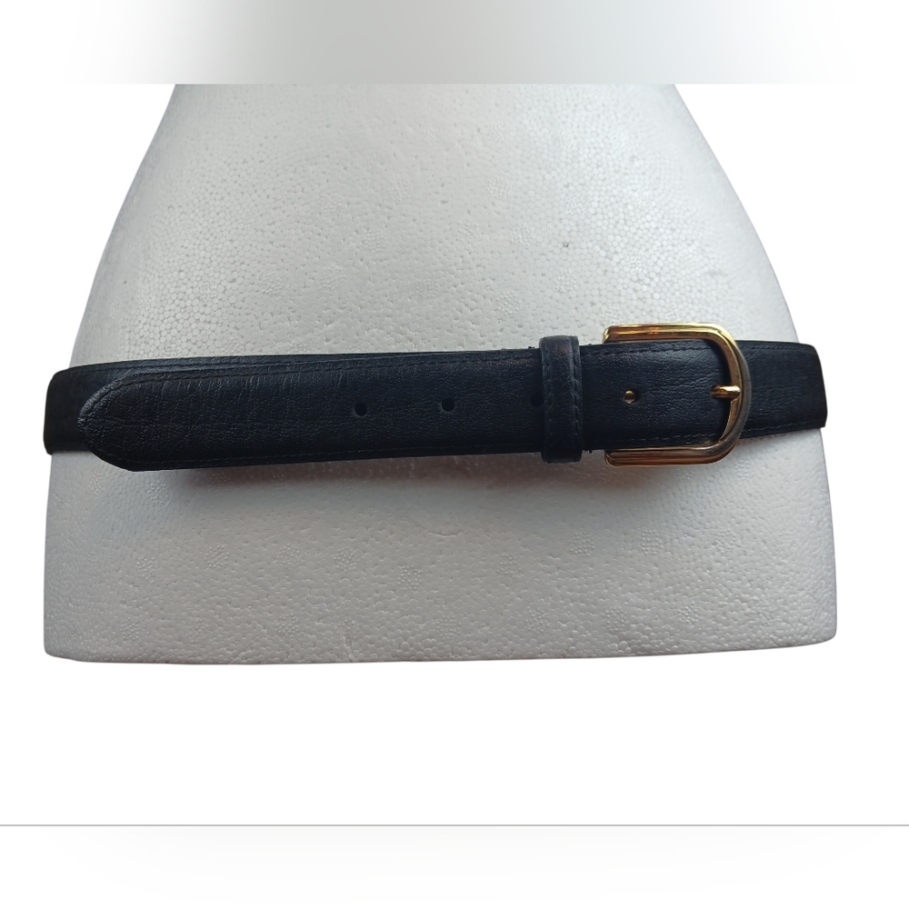 Dior Black Split Leather Belt with Gold Buckle Made In Spain 35-39"